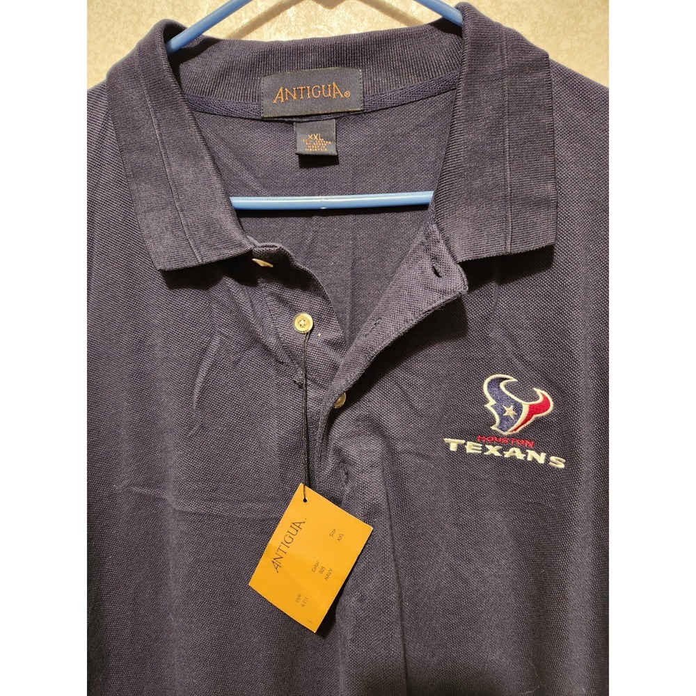 Houston Texans Antigua Golf Polo Business Casual Blue Shirt Men's 2XL NFL